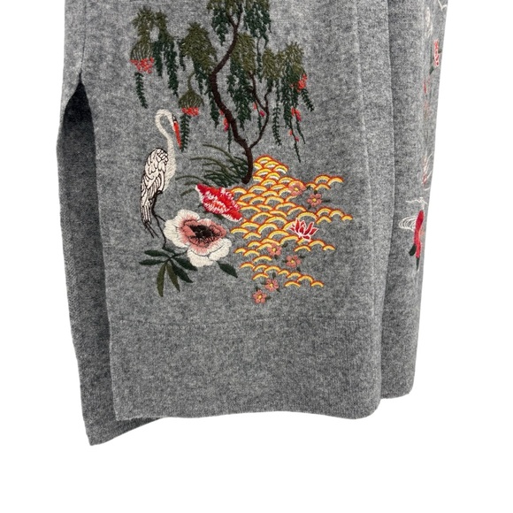 Johnny Was Heron Embroidered Wool Cashmere Midi Vest Gray Designer Size XS - Picture 11 of 16